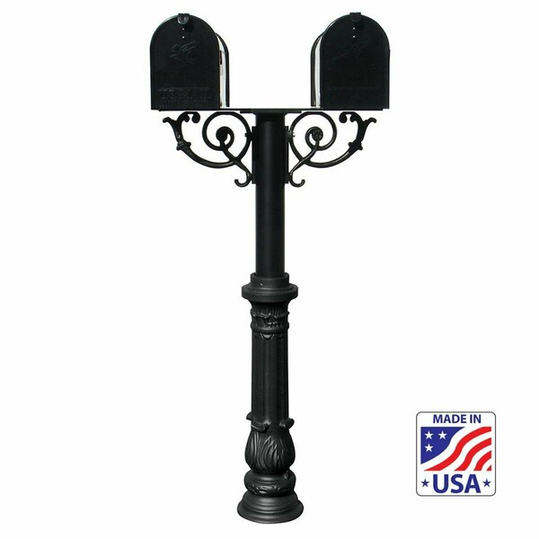 Qualarc 6 in. The Hanford TWIN Mailbox Post System with Scroll Supports - Black QU435957